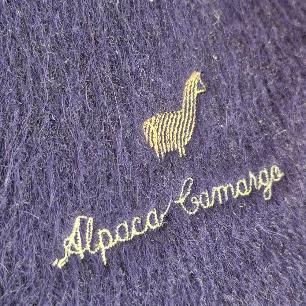Alpaca Blend Purple Scarf With Fringe - Picture 2 of 4